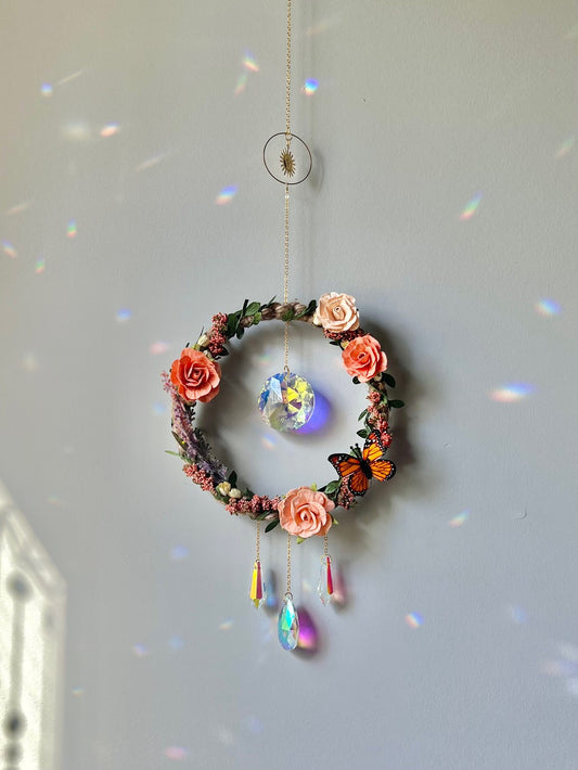 Suncatcher - Pink Floral Butterfly