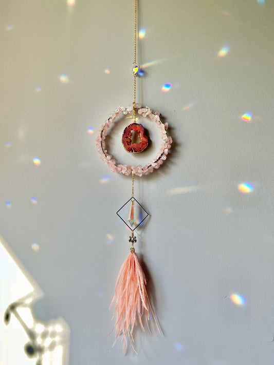 Suncatcher - Rose Quartz and Geode